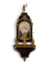 A Louis XV Style Gilt Bronze and Velvet Bracket Clock