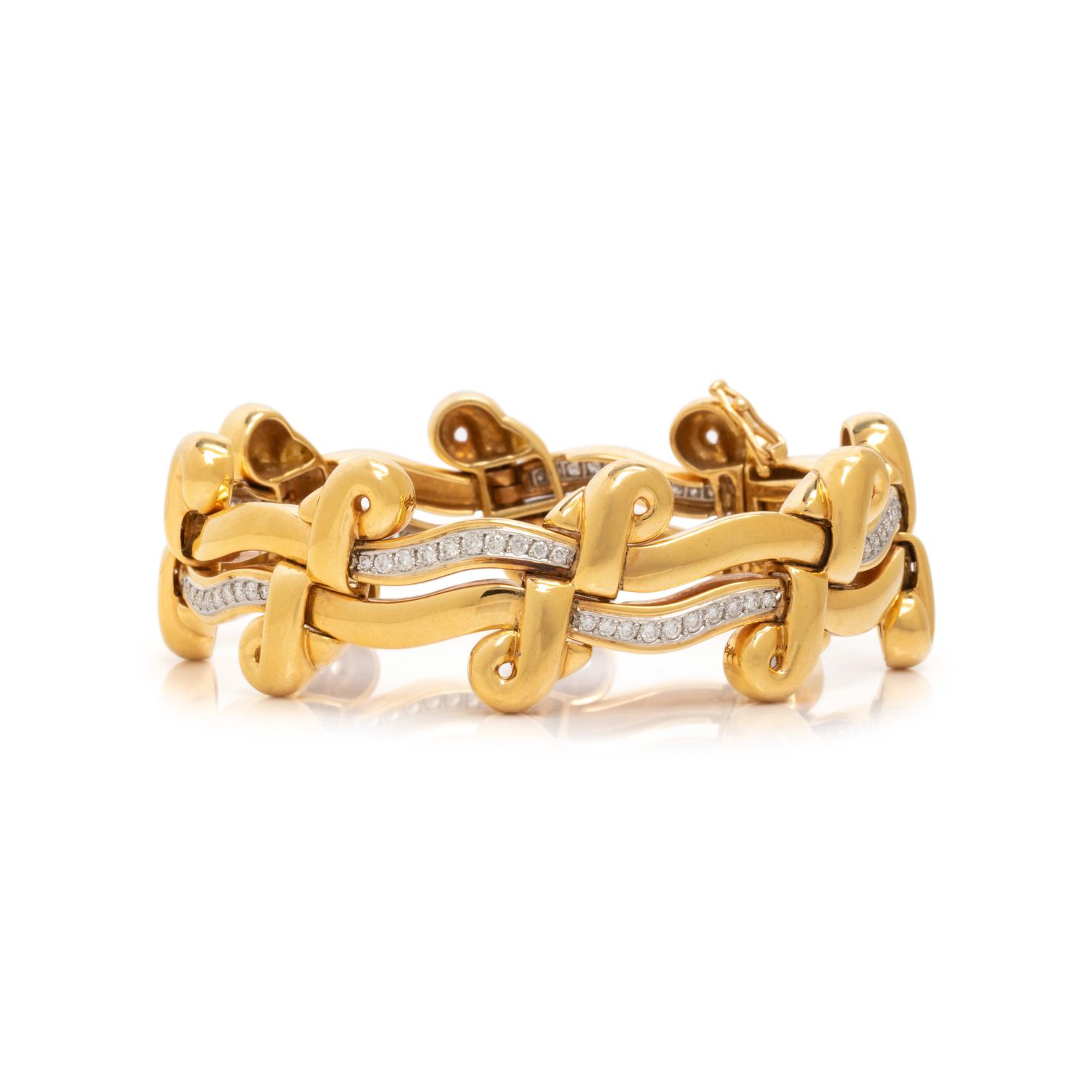 YELLOW GOLD, PLATINUM AND DIAMOND BRACELET