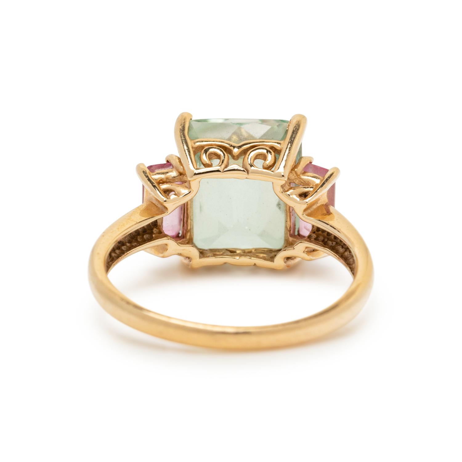GREEN AND PINK TOPAZ RING