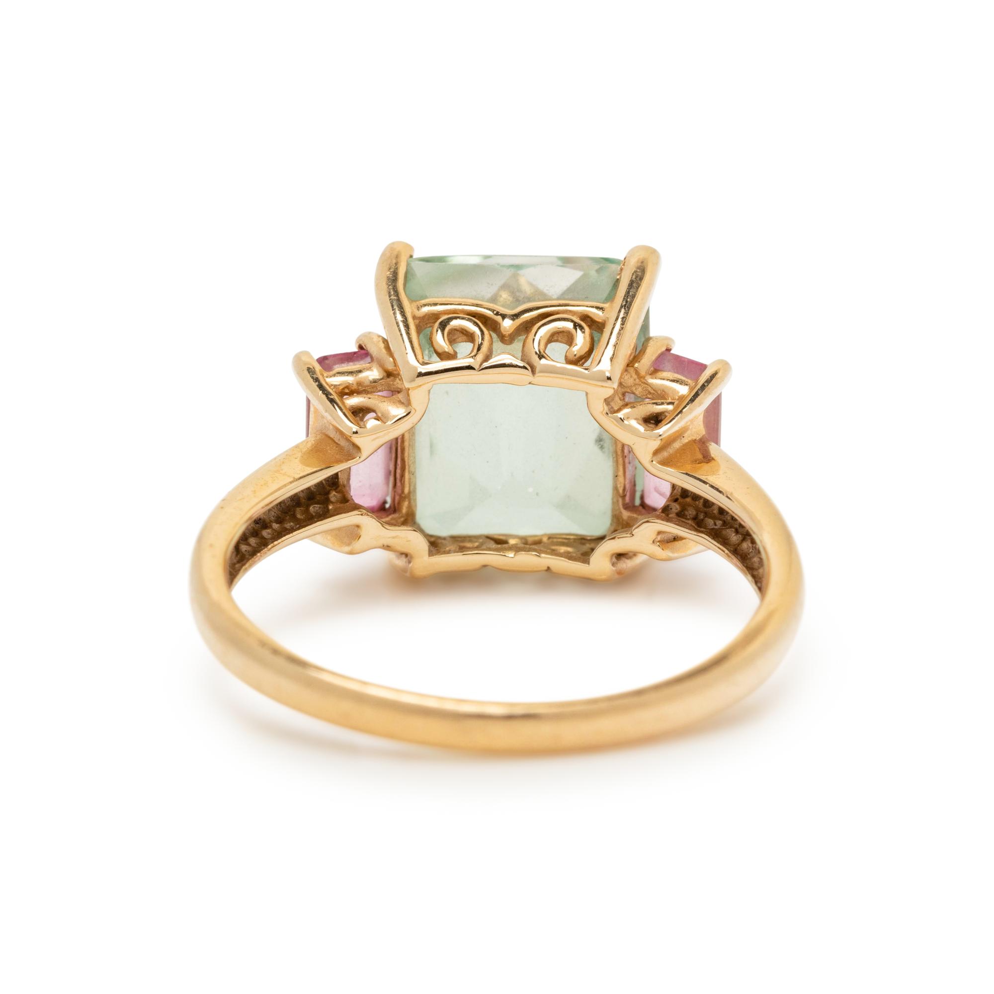 GREEN AND PINK TOPAZ RING