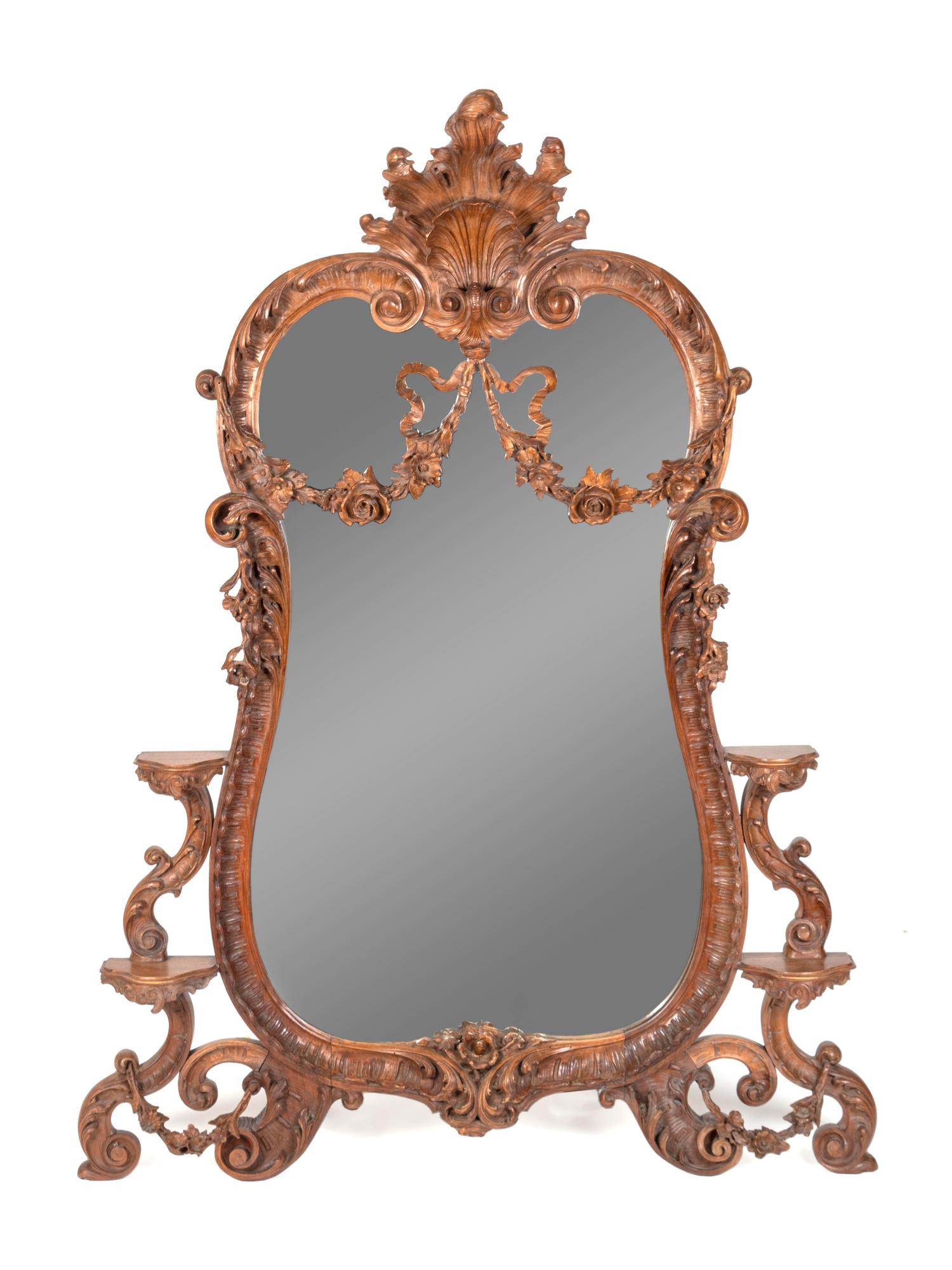 A Belle Époque Carved Fruitwood Console Table with Mirror — LATE 19TH/EARLY 20TH CENTURY