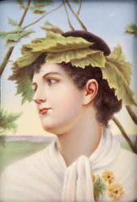 A German Hand-Painted Porcelain Plaque Depicting a Classical Young Man