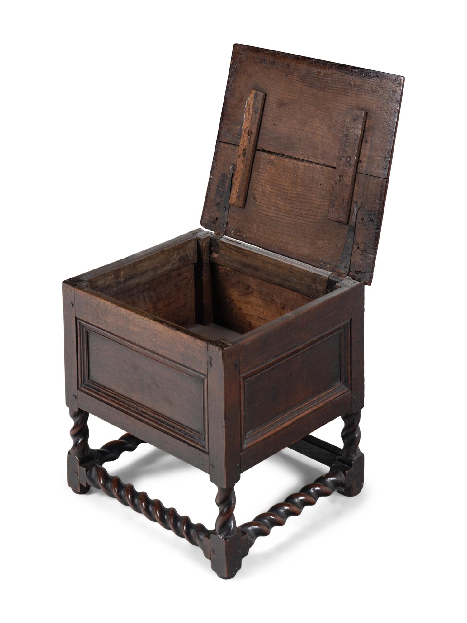 A William and Mary Oak Coffer on Stand