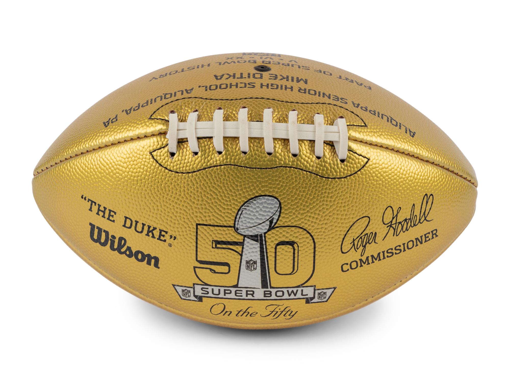 A Super Bowl 50 "On The Fifty" Football Awarded to Mike Ditka Formerly Displayed in Ditka's Chicago Home