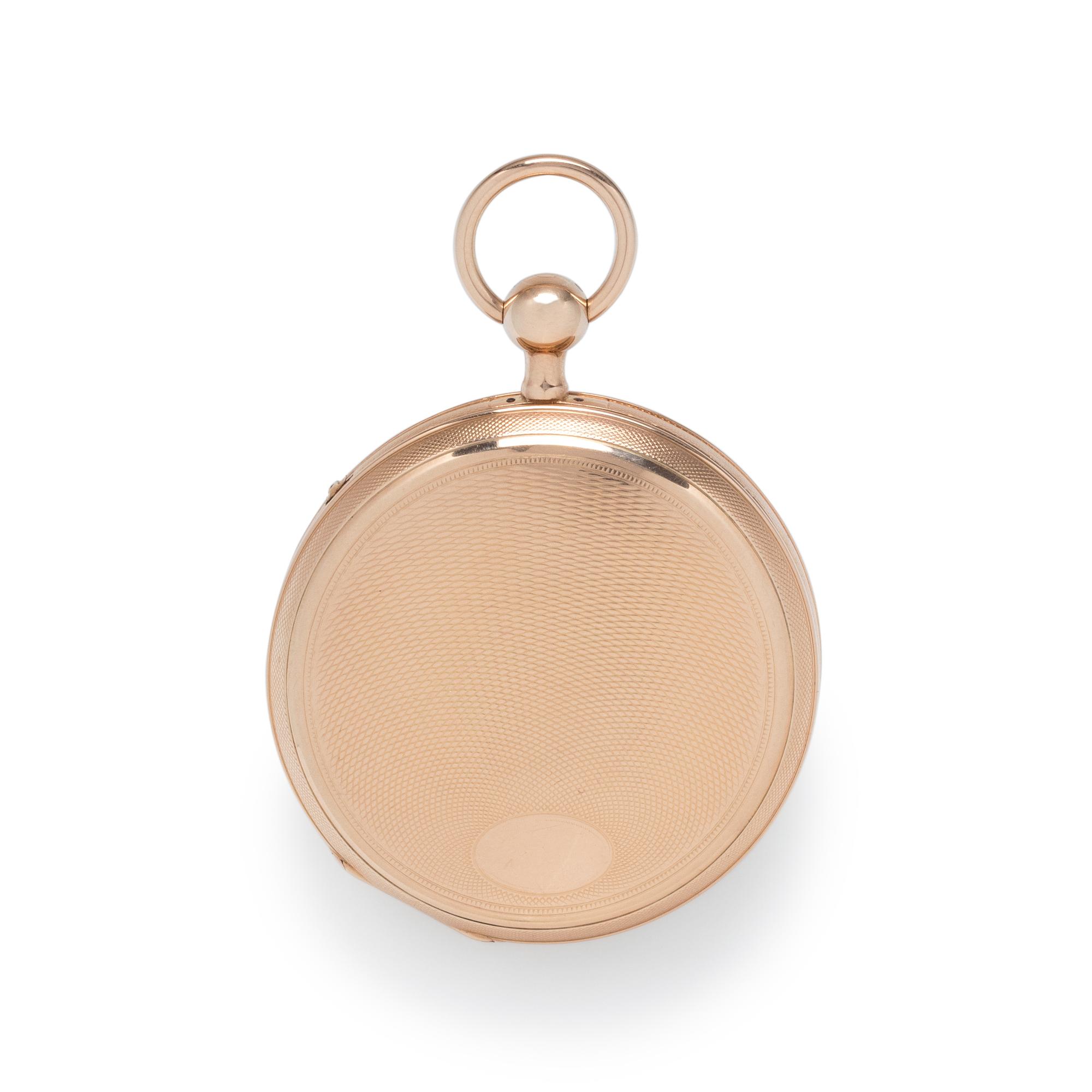 18K PINK GOLD QUARTER REPEATER OPEN FACE POCKET WATCH