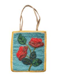 Plateau Beaded Flat Bag, Poppies