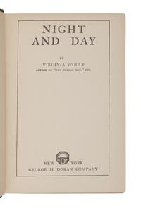 WOOLF, Virginia (1882-1941). Night and Day . New York: George H. Doran Company, 1920.