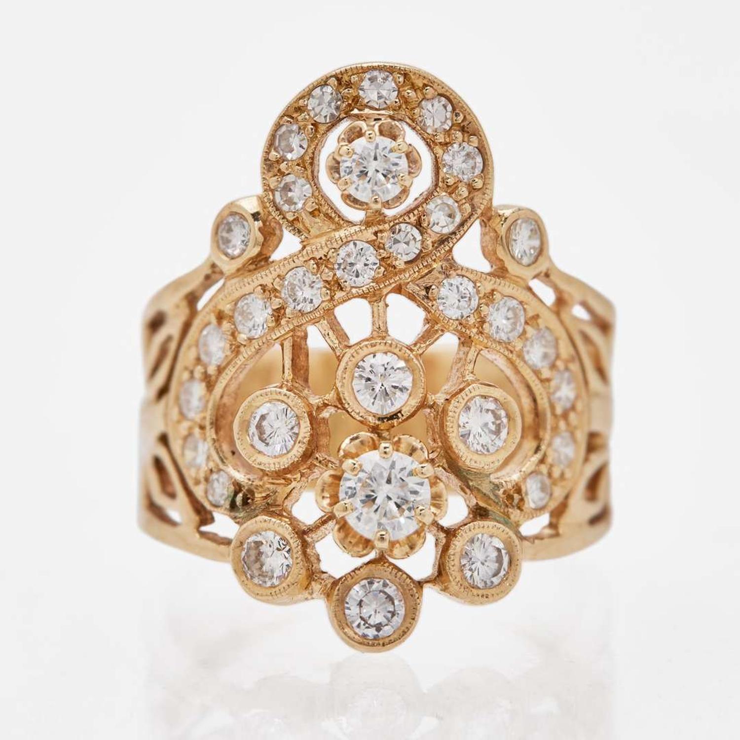 A 14K Yellow Gold and Gemstone Necklace and Diamond Ring