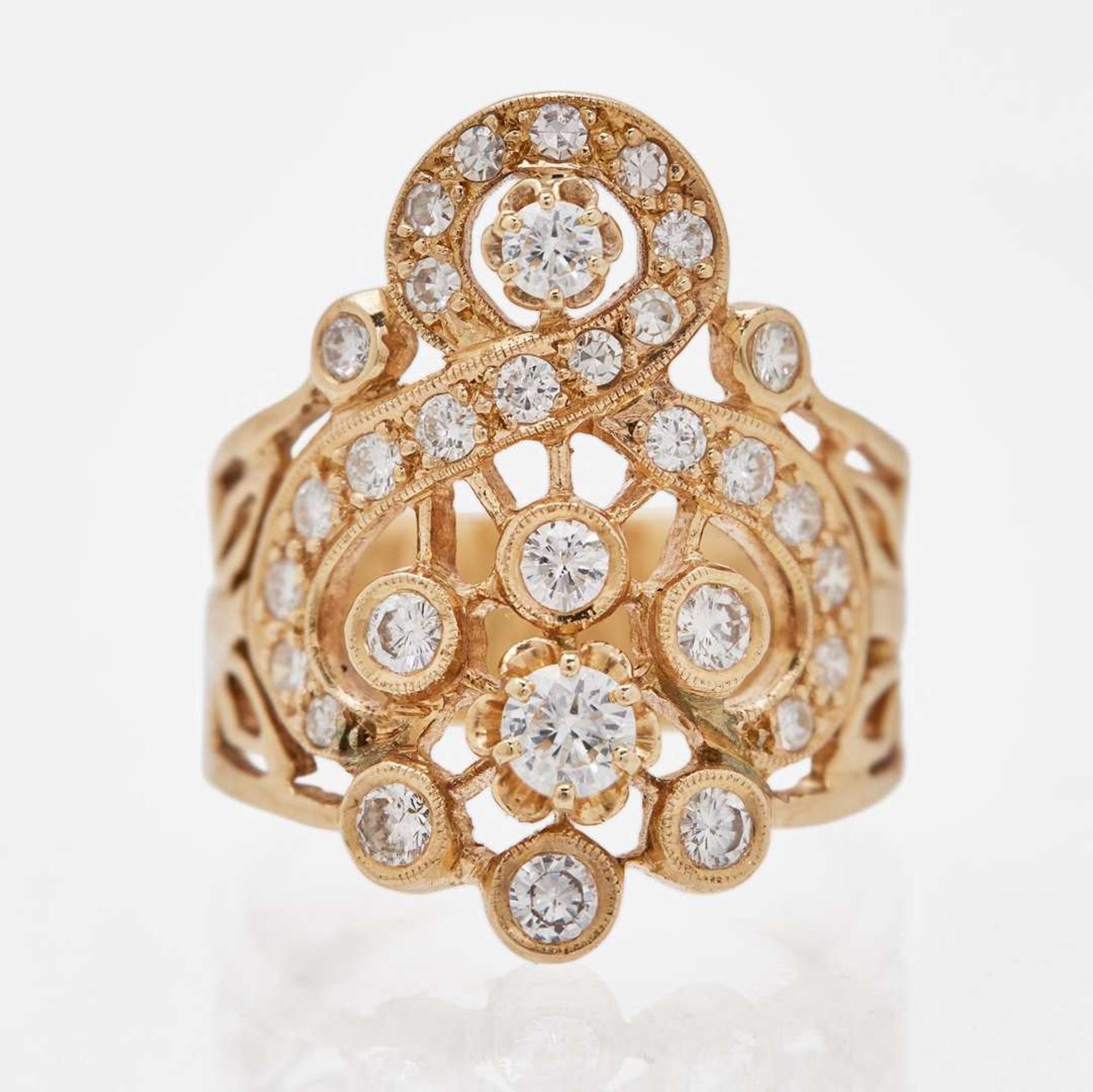 A 14K Yellow Gold and Gemstone Necklace and Diamond Ring