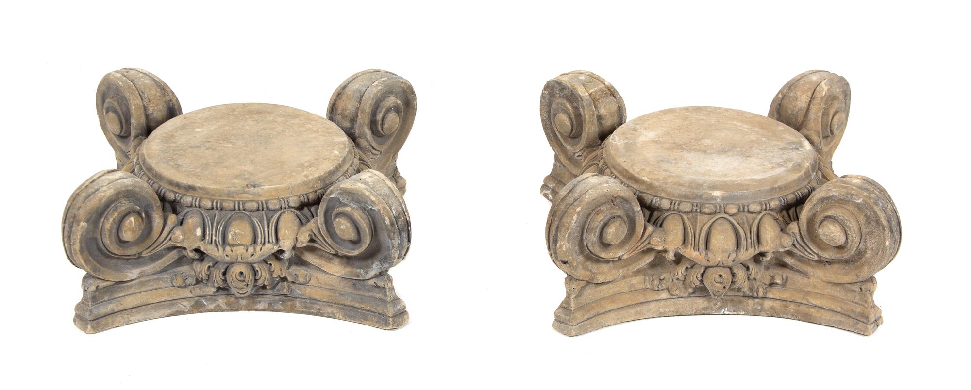 A Pair of Corinthian Capital Form Composition Stands Height 15 inches. — 20TH CENTURY