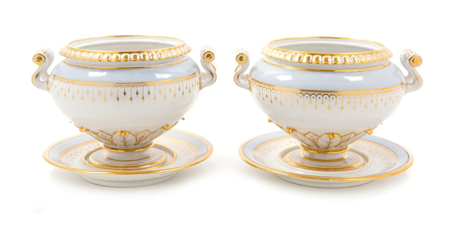 A Pair of Continental Porcelain Tureens Width 11 inches. — LATE 19TH CENTURY