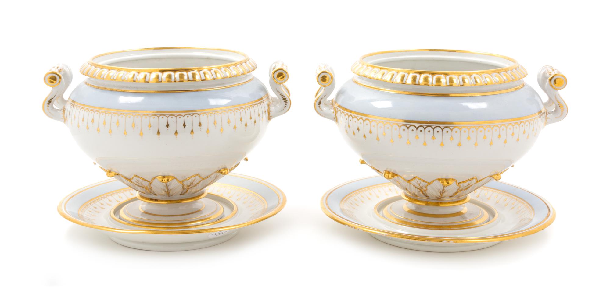 A Pair of Continental Porcelain Tureens Width 11 inches. — LATE 19TH CENTURY
