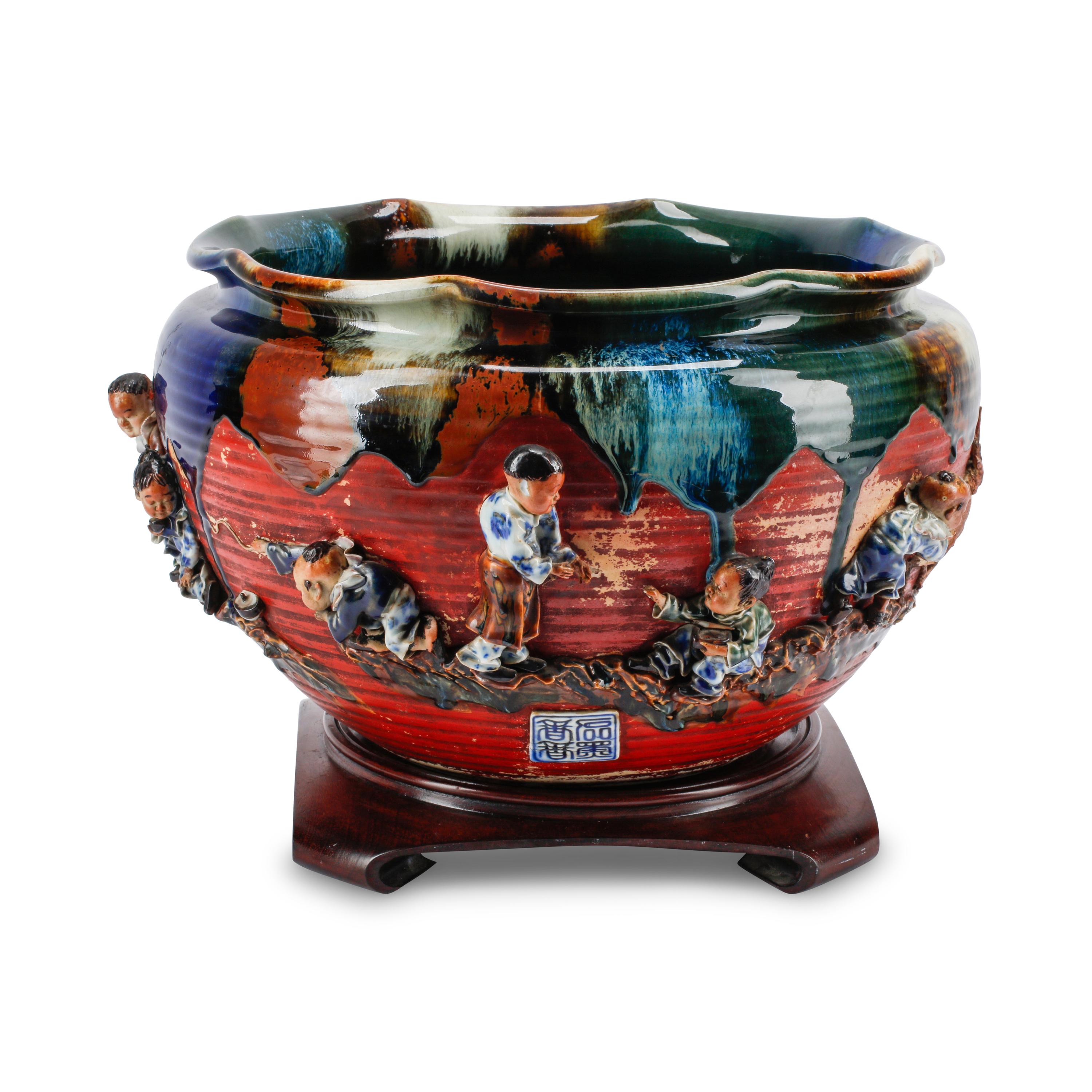 A Large Japanese Sumida Gawa Jardinière