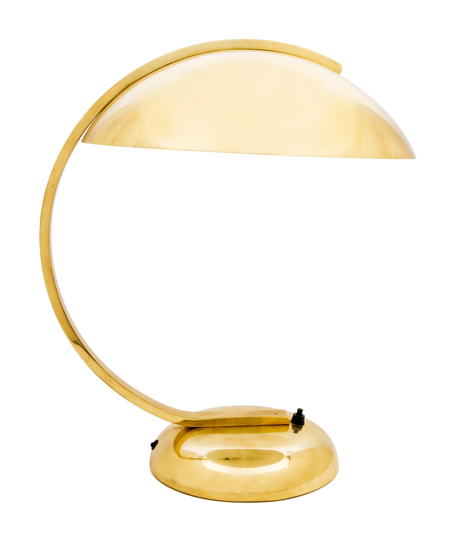 A Modernist Brass Desk Lamp Height 17 inches.