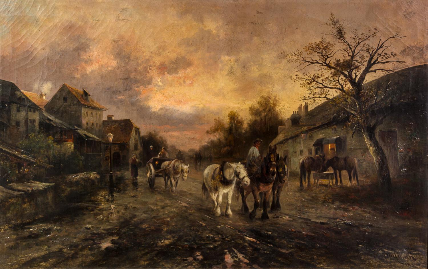 Emil Barbarini, (Austrian, 1855-1933), Evening on the Forest Road