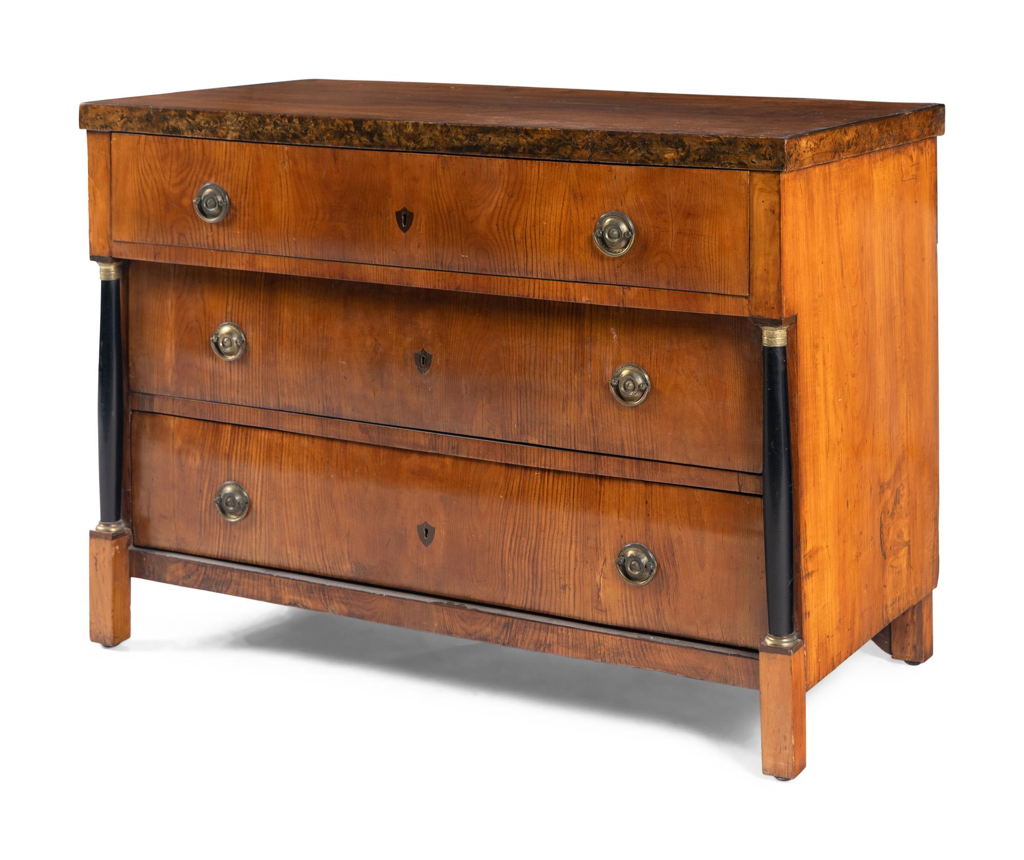 A North European Part-Ebonized Birch Commode