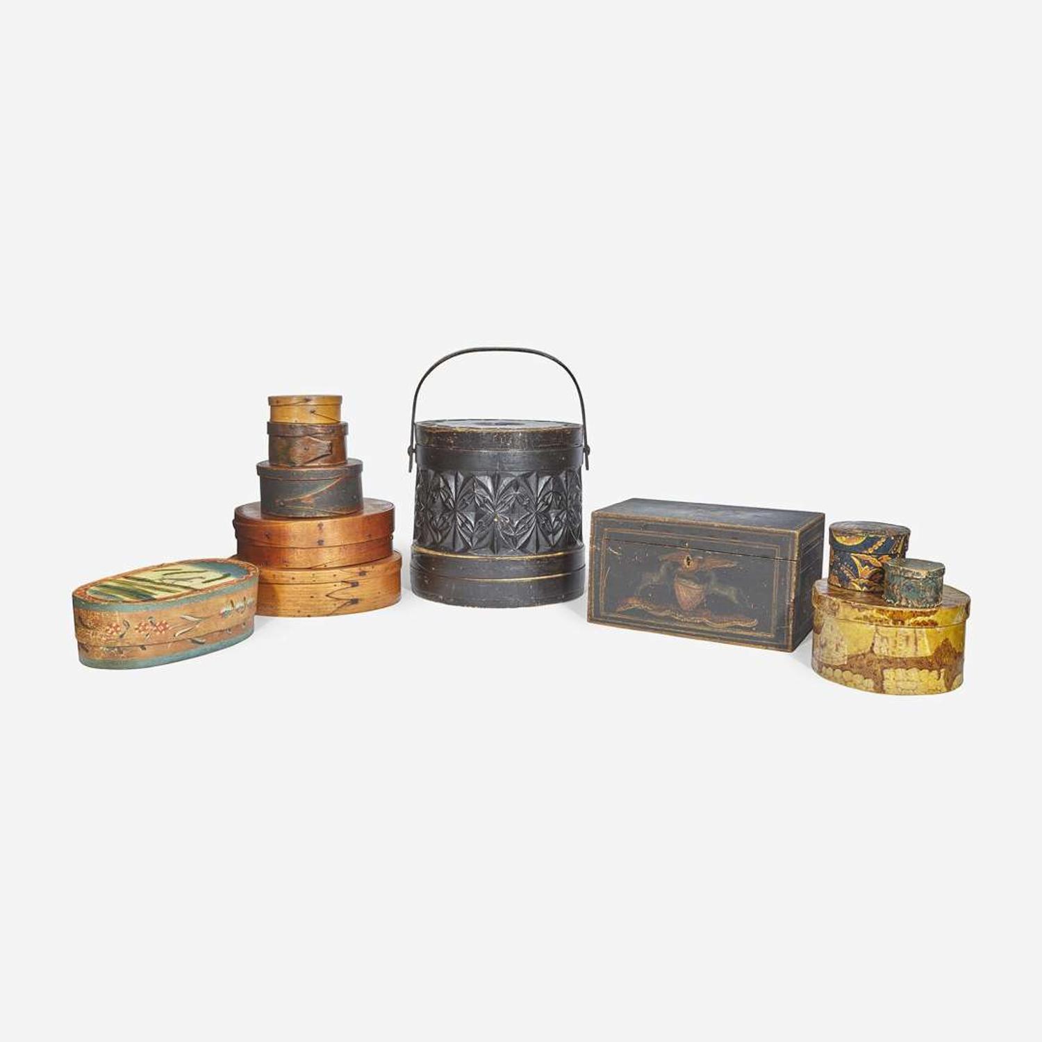An assorted collection of boxes Primarily 19th century
