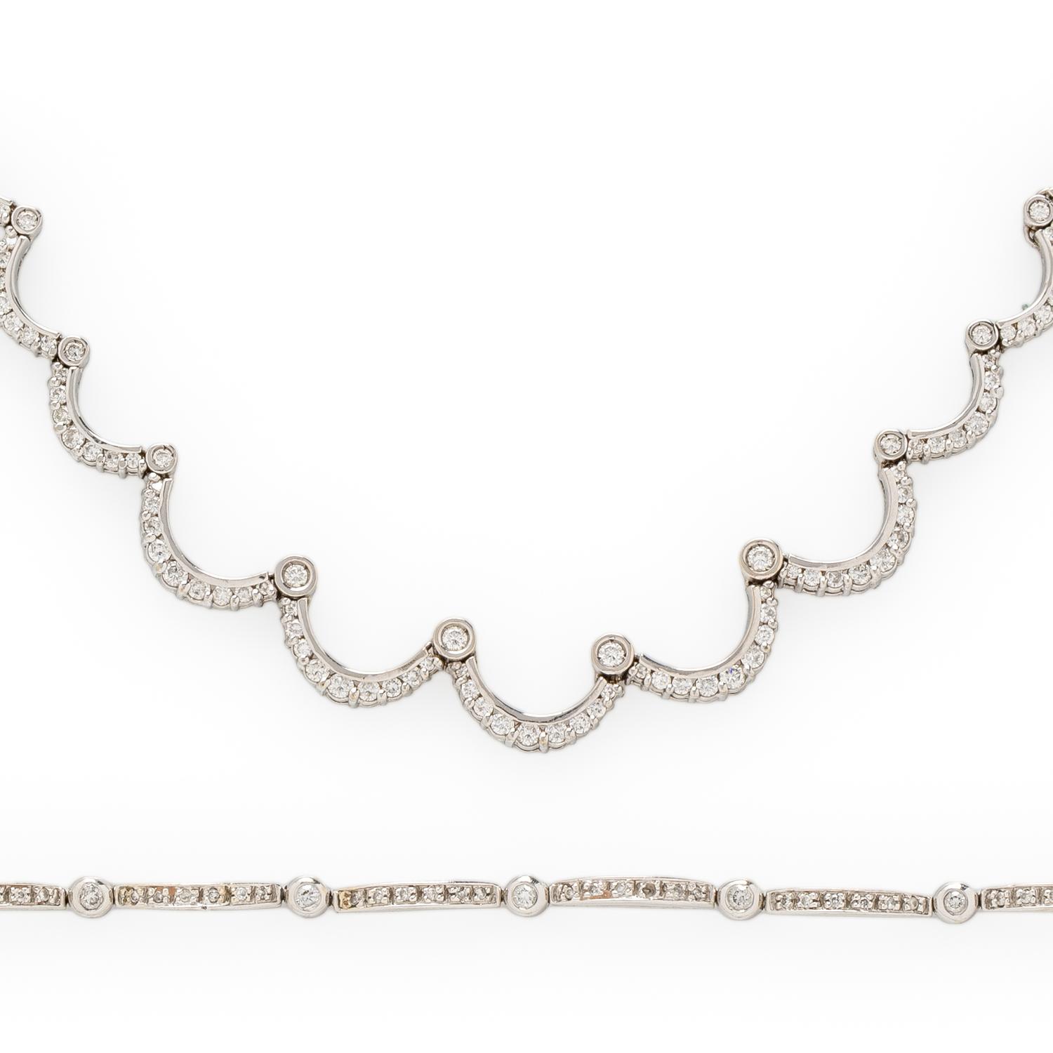 DIAMOND AND WHITE GOLD NECKLACE AND BRACELET