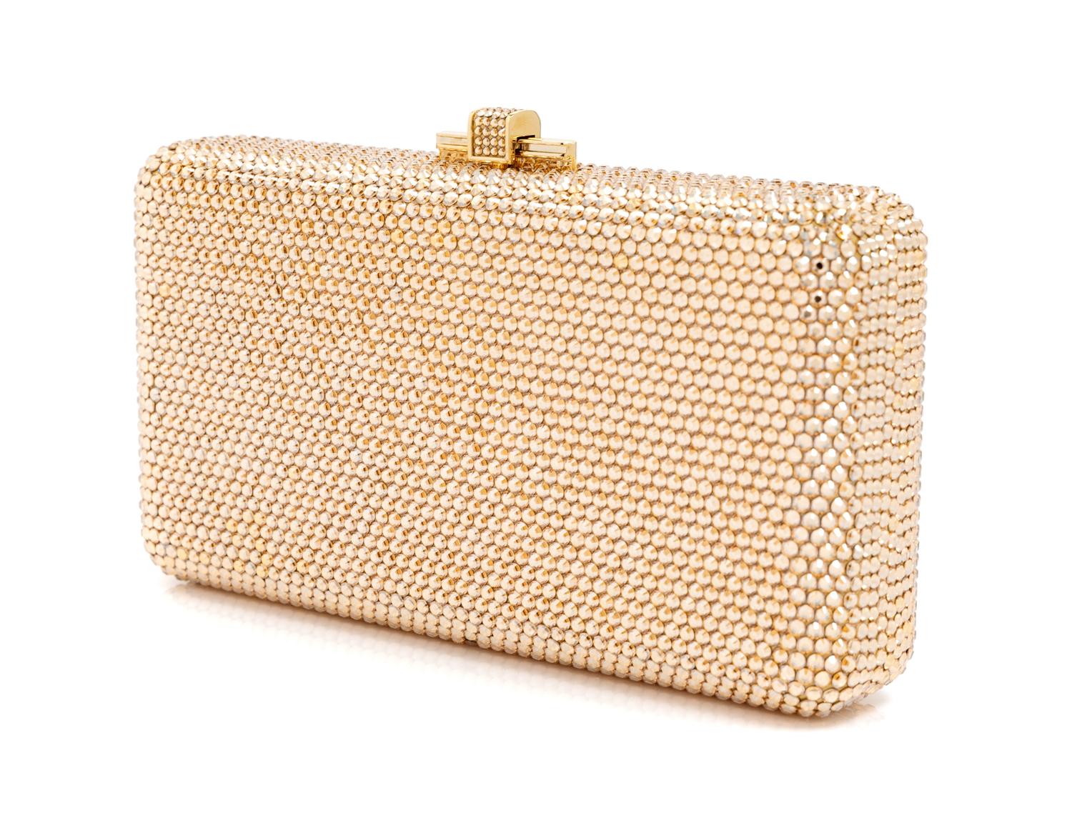 Judith Leiber Gold Crystal Minaudiere,