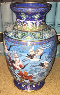 A Chinese Cloisonne Vase Height 10 1/2 inches.