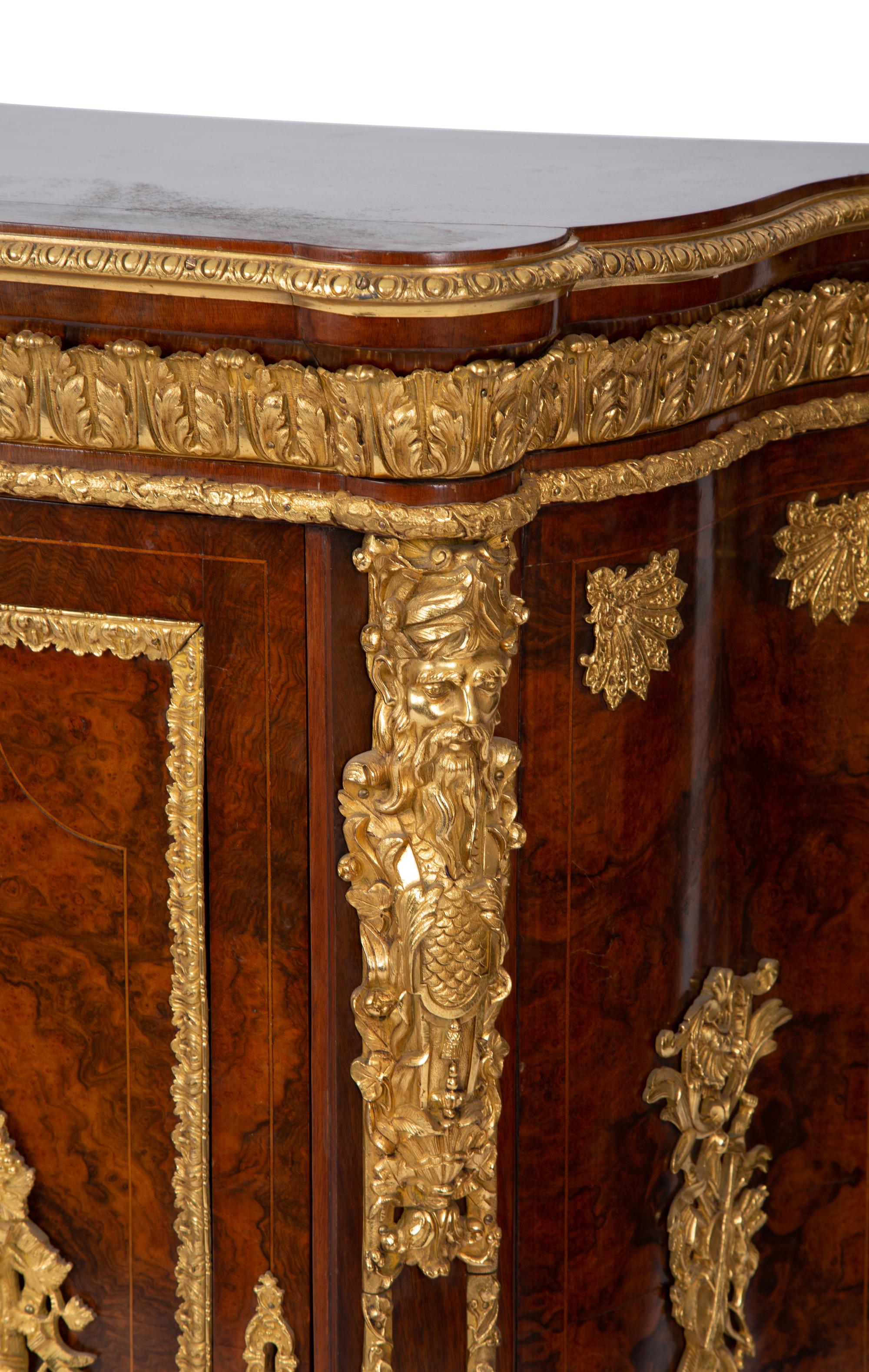A Napoleon III Style Gilt Bronze Mounted and Hardstone Plaque-Inset Burlwood Cabinet — LATE 19TH/EARLY 20TH CENTURY