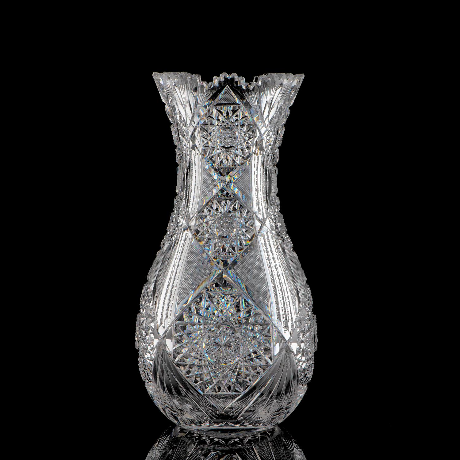 A Brilliant-Period Cut Glass Baluster Vase