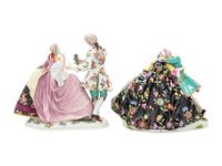 A Pair of Dresden Porcelain Figural Groups