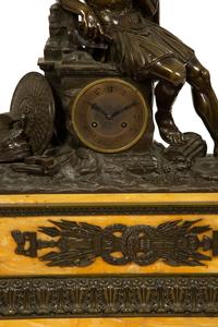 A Large Empire Style Bronze and Marble Figural Clock — LATE 19TH CENTURY
