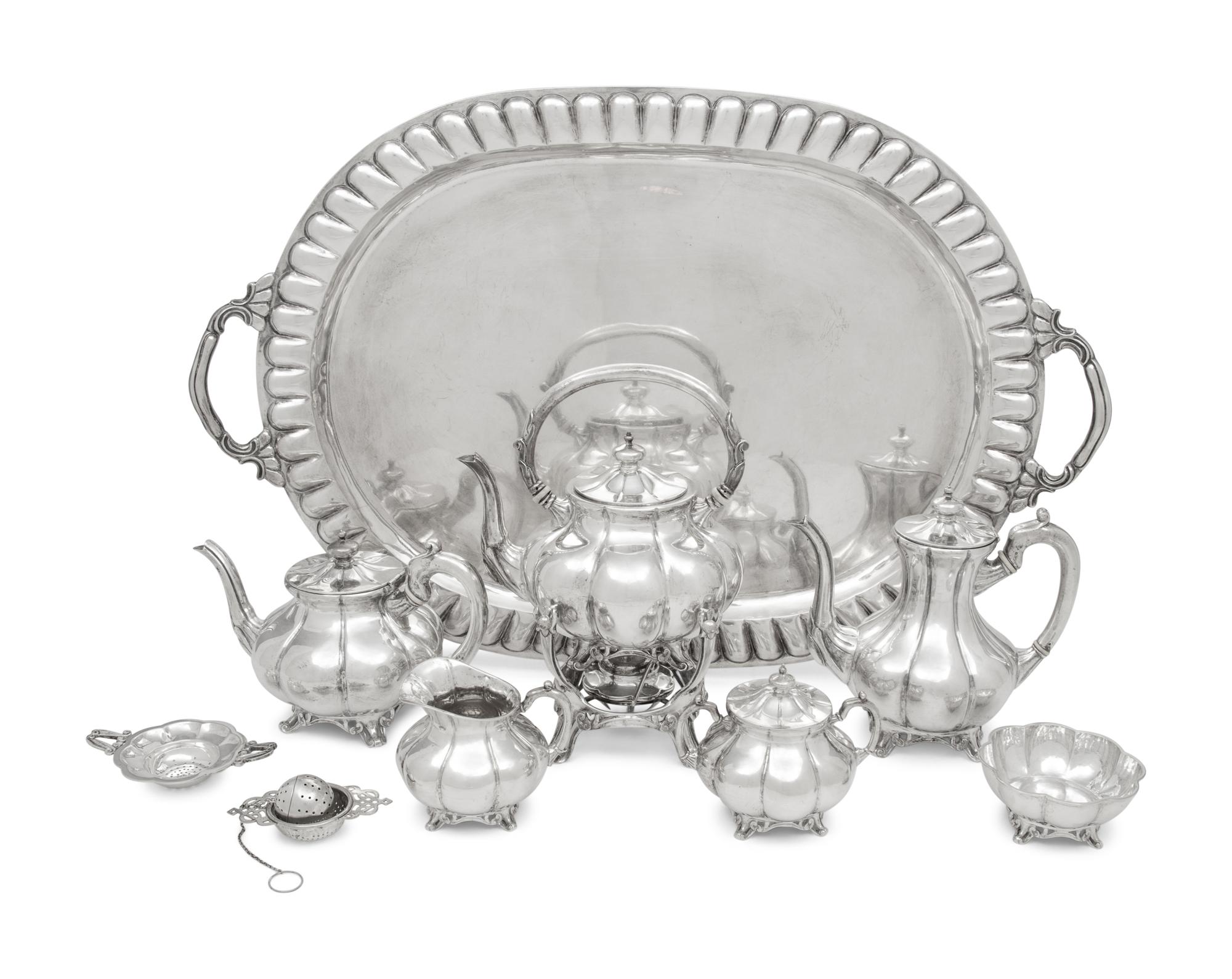 A Sanborns Silver Eight-Piece Tea and Coffee Service
