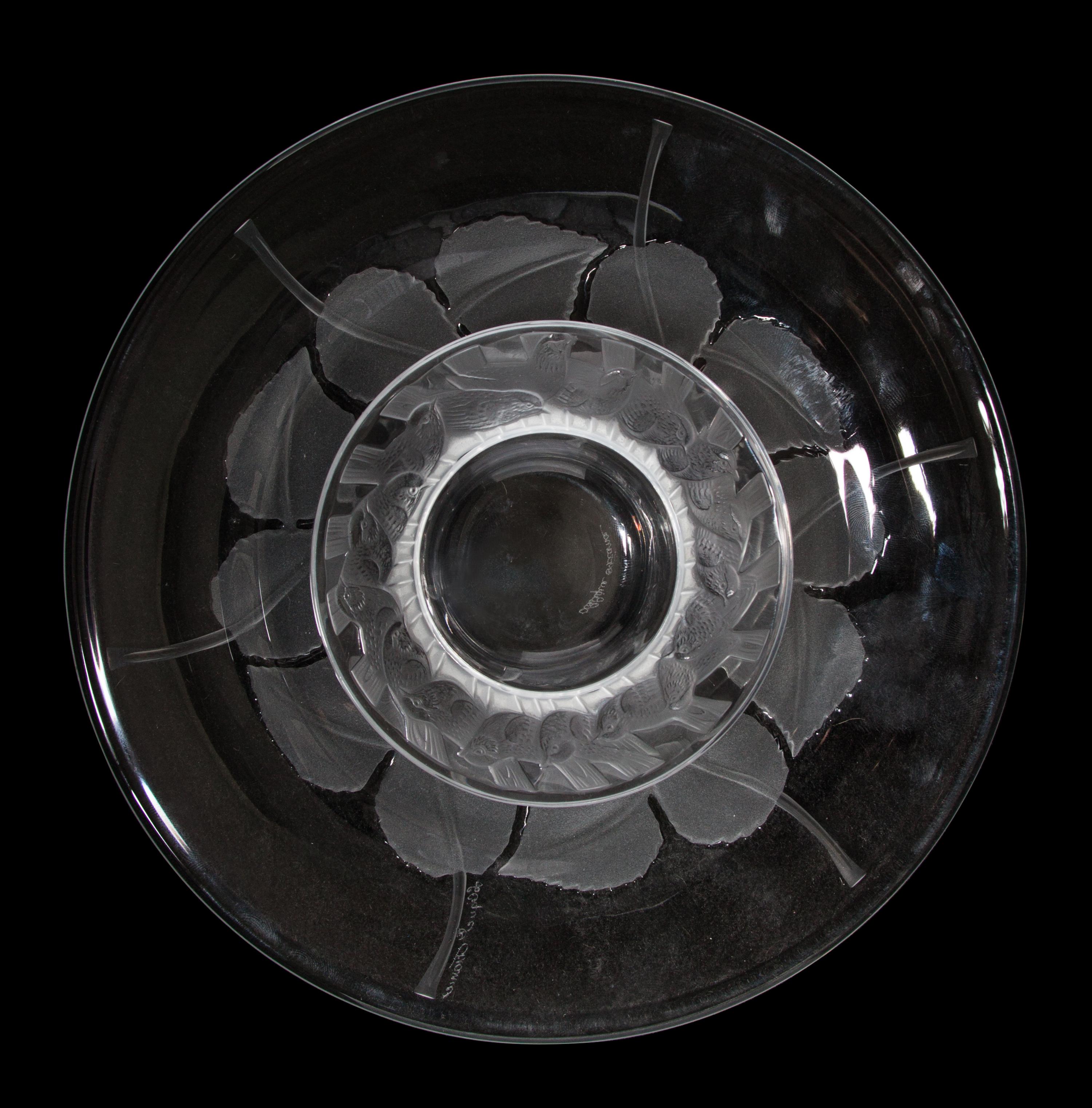 Two Lalique Molded and Frosted Glass Dishes Diameter of first 8 inches.