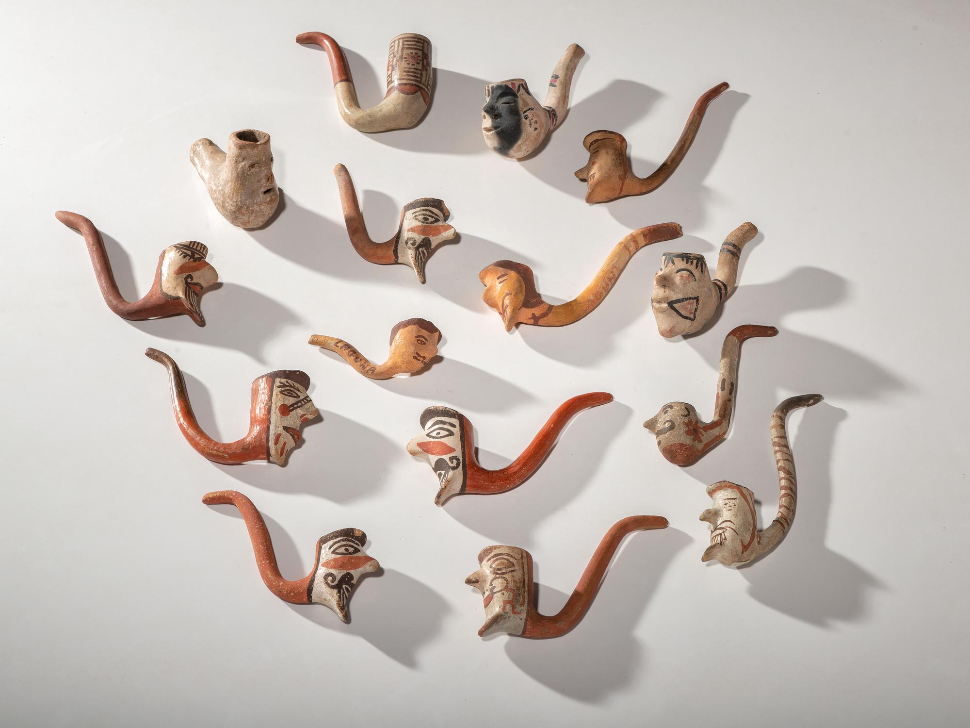 Collection of Pueblo Pottery Pipes