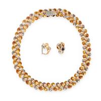CRAIG DRAKE, TRICOLOR GOLD 'PEANUT' EARRINGS AND NECKLACE