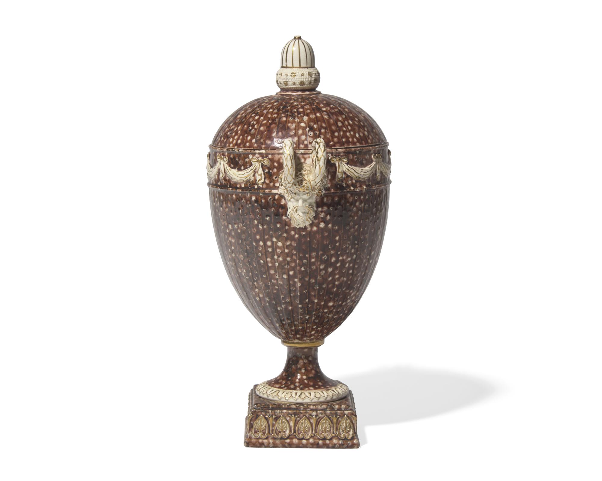 A Wedgwood Creamware Stone Decorated Covered Urn