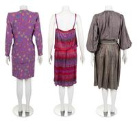 Three Designer Ensembles: One Yves Saint Laurent, One Emanuel Ungaro, and One Missoni, 1980s