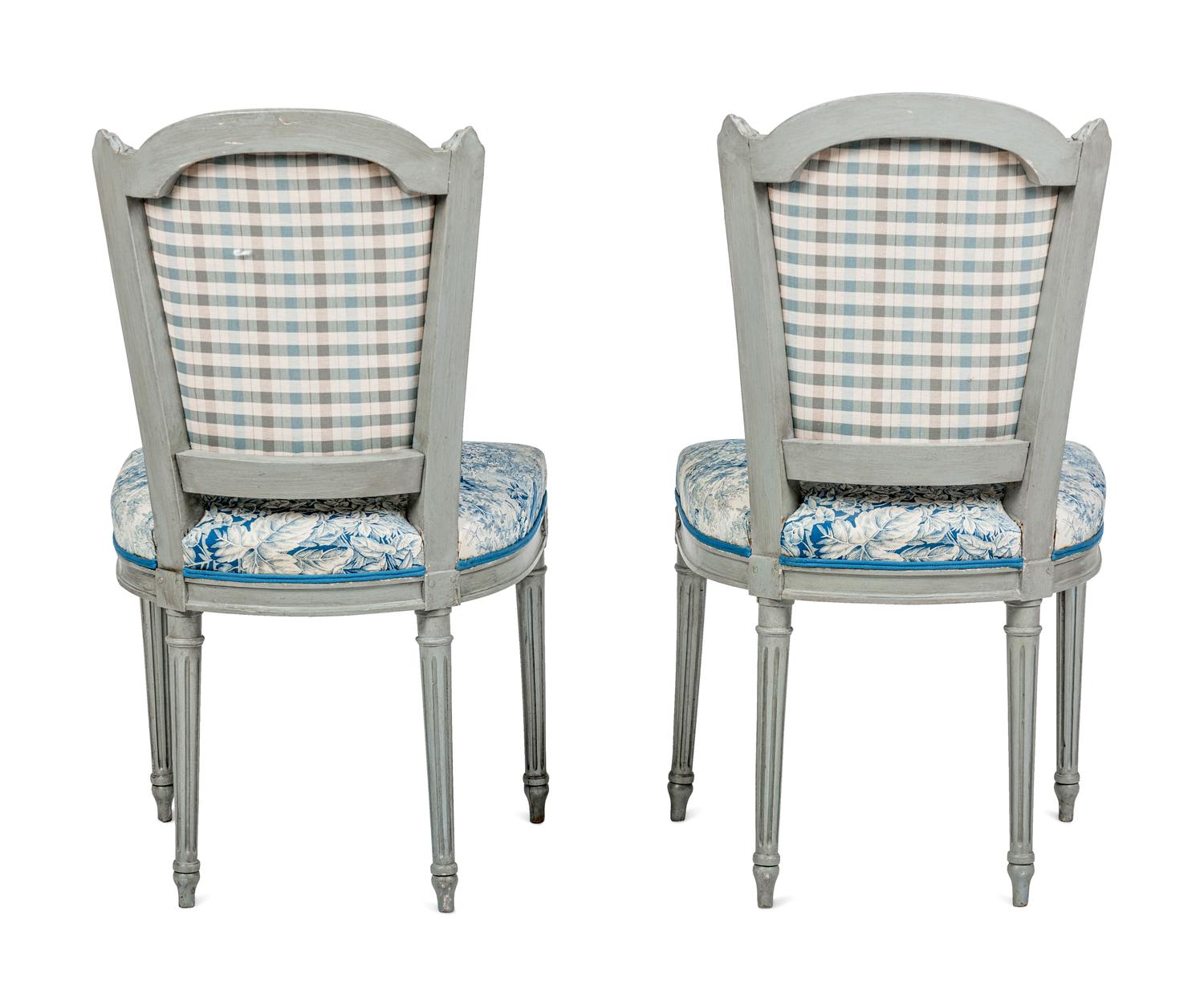 A Pair of Louis XVI Grey-Painted Chaises