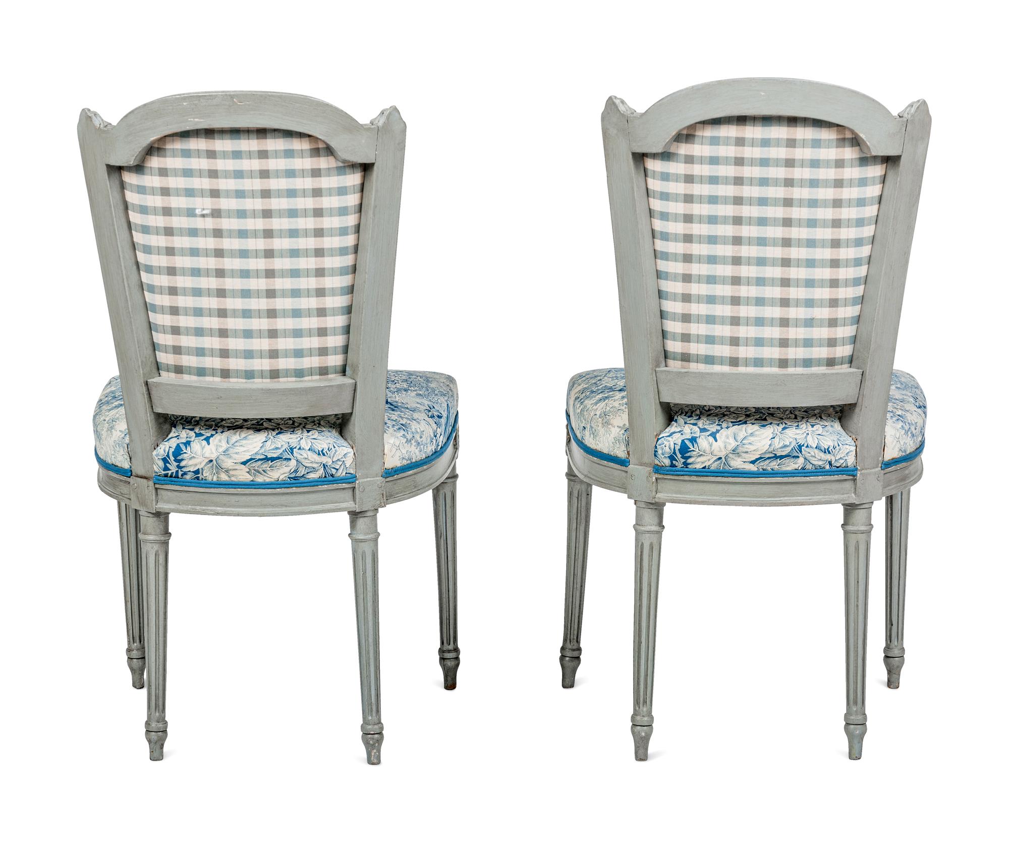 A Pair of Louis XVI Grey-Painted Chaises