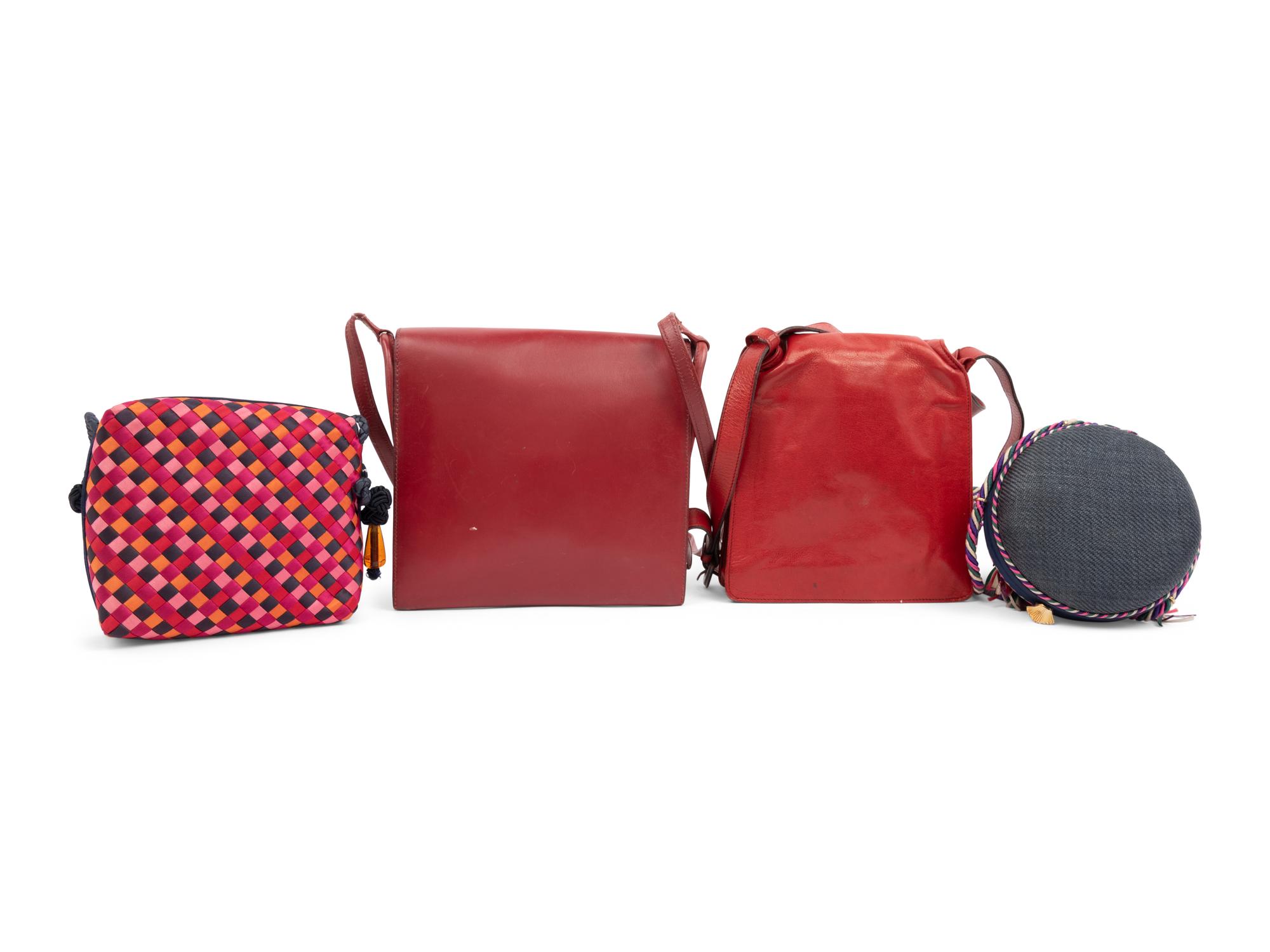 Four Designer Shoulder Bags: One Hermès, One Yves Saint Laurent, and Two Bottega Veneta, 1980-90s