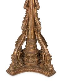 A Pair of Monumental Louis XV Style Elaborately Carved Giltwood Gondola Lanterns