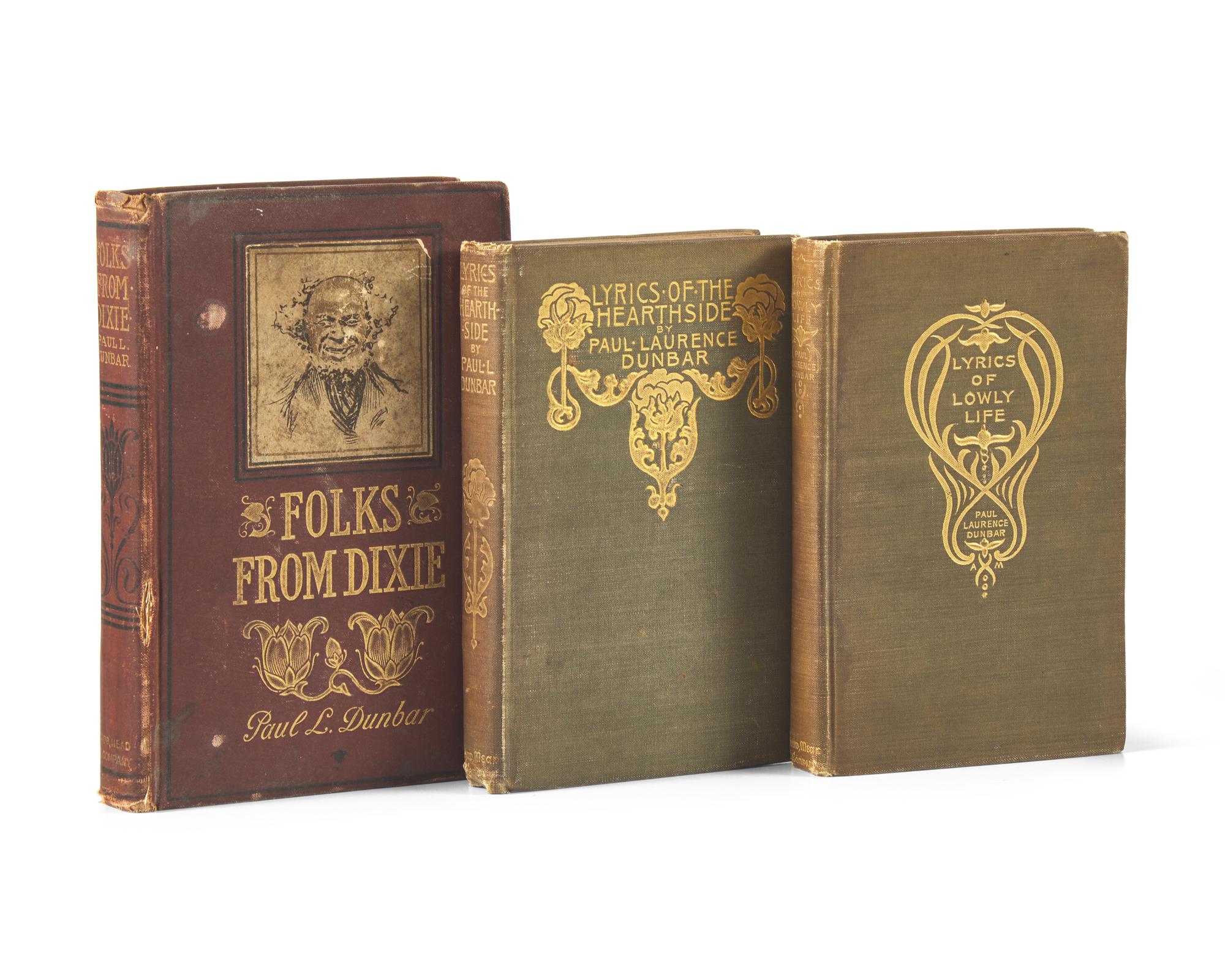 [African-Americana] Dunbar, Paul Laurence. Collection of 3 Inscribed Books and 4 Autographed and Typed Letters, signed