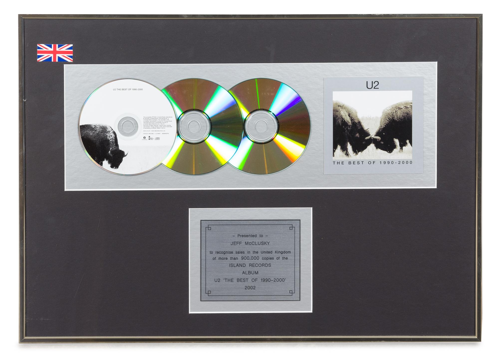 A U2: The Best of 1990-2000 900,000 UK Copies Sold Presentation Album 16 x 22 inches.