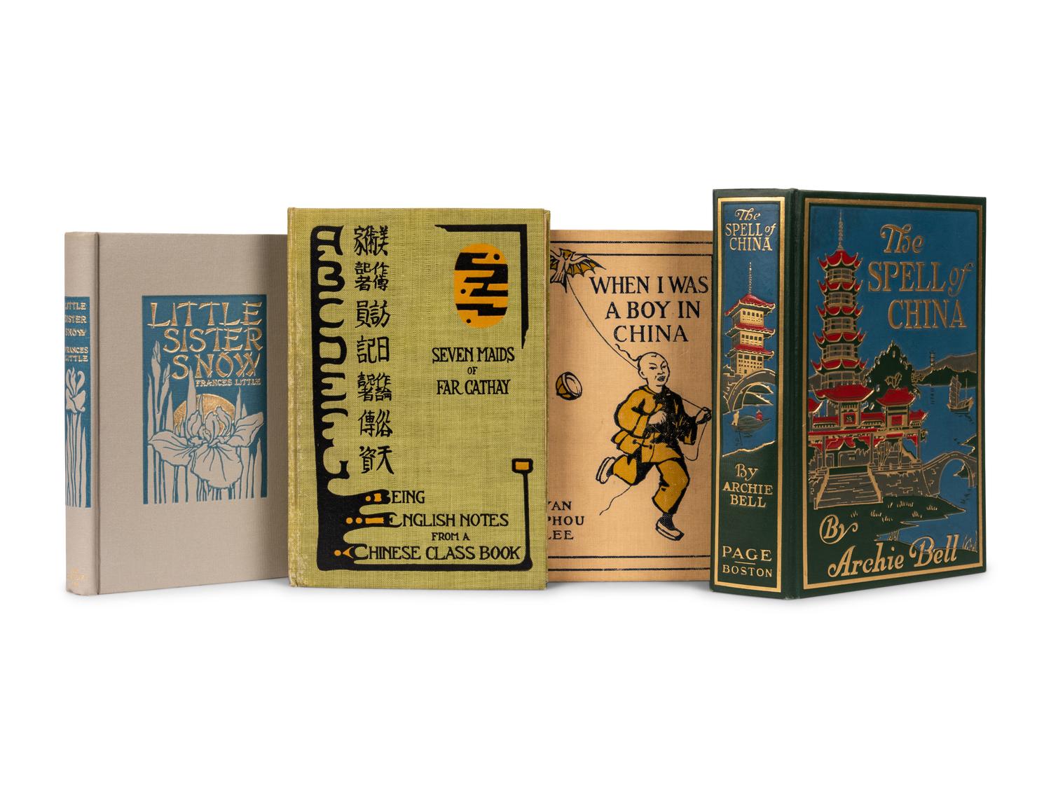 [PUBLISHER'S TRADE BINDINGS - AMERICAN]. A group of 4 bindings featuring Asian designs, comprising: