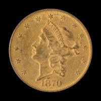 A United States 1870-S Liberty Head $20 Gold Coin