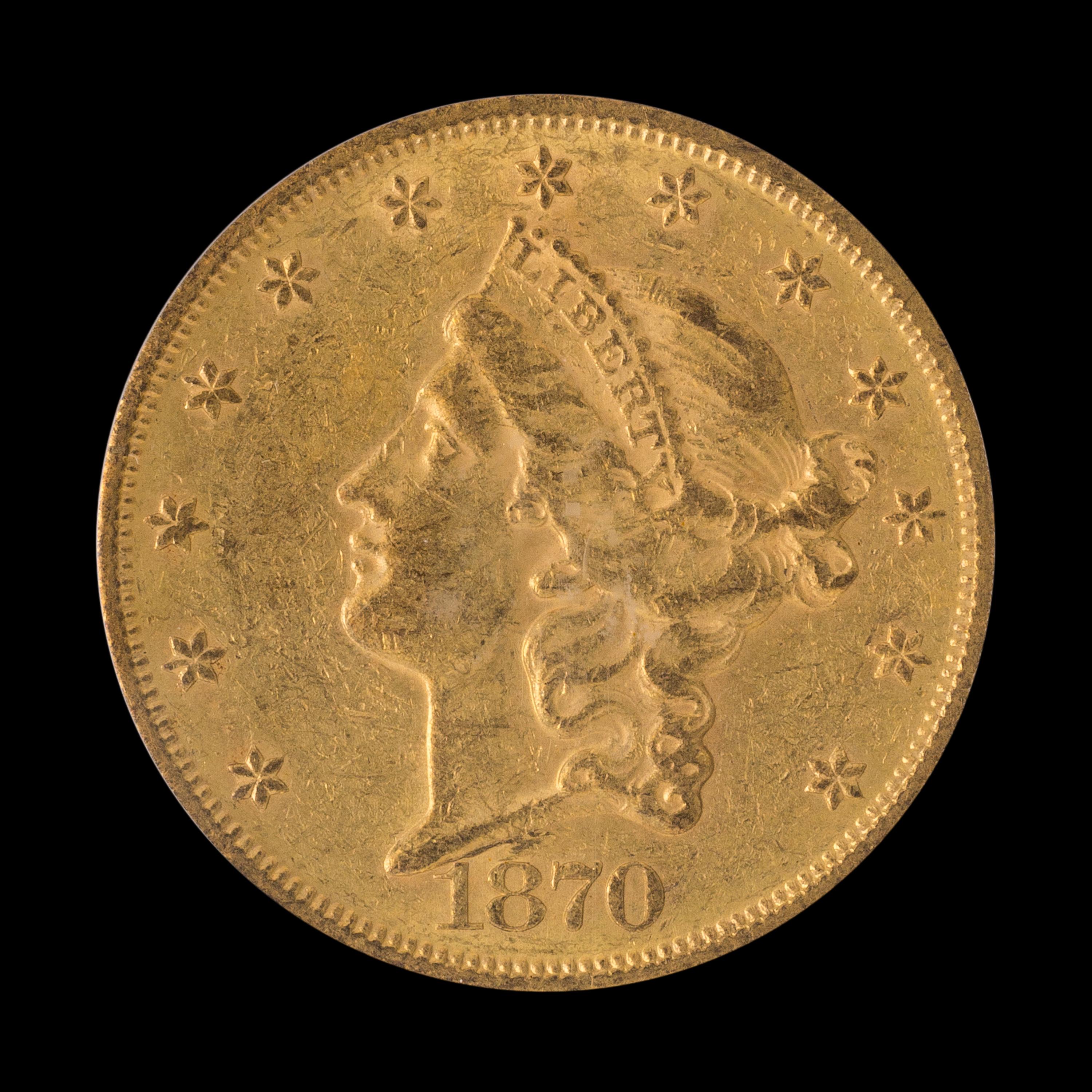 A United States 1870-S Liberty Head $20 Gold Coin