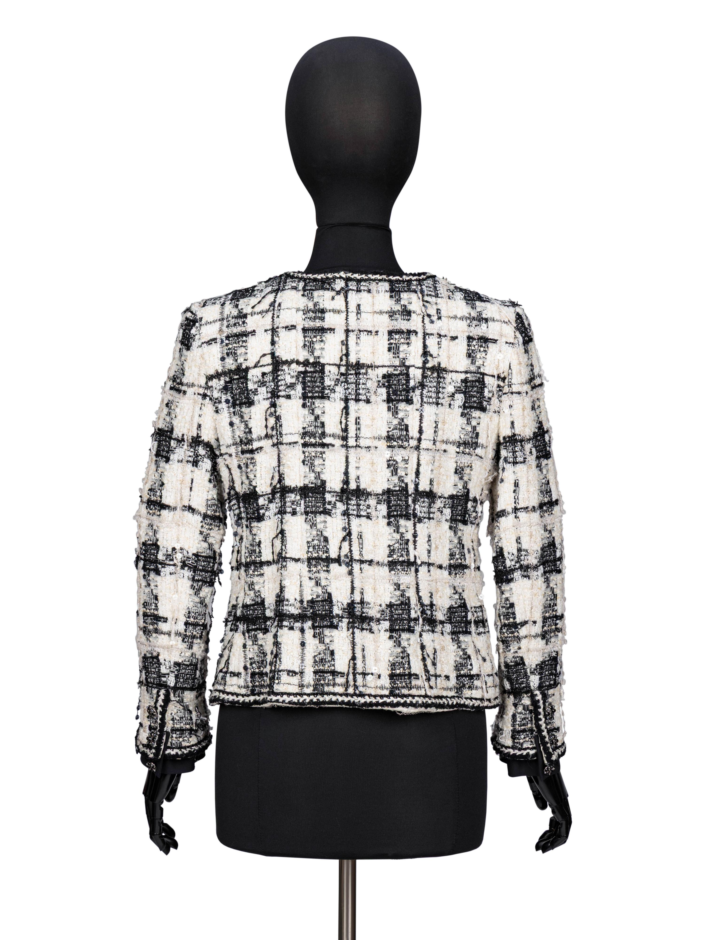 Chanel, Black & White Fantasy Tweed Cardigan Jacket