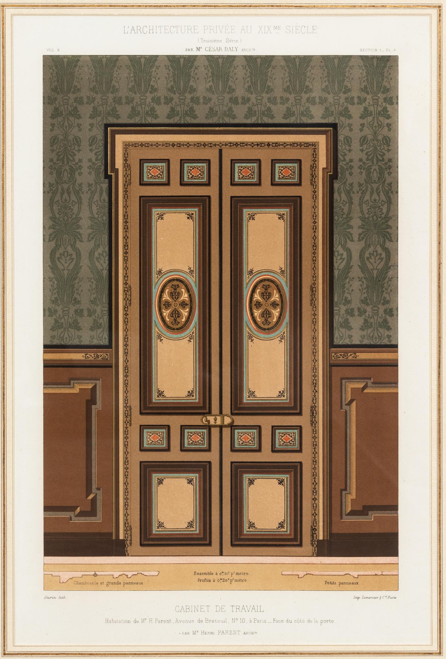 A Framed French Color Lithograph of a Doorway — 19TH CENTURY