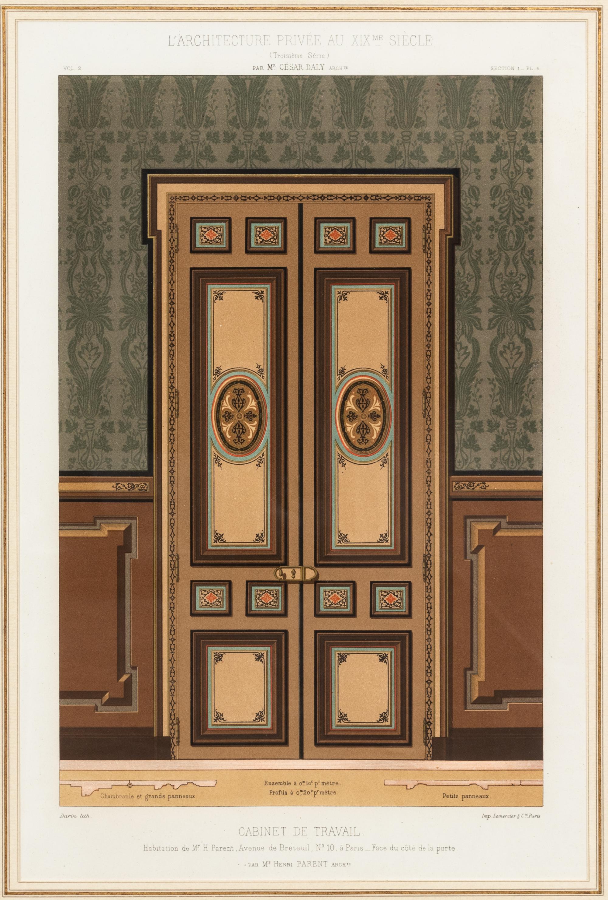 A Framed French Color Lithograph of a Doorway — 19TH CENTURY