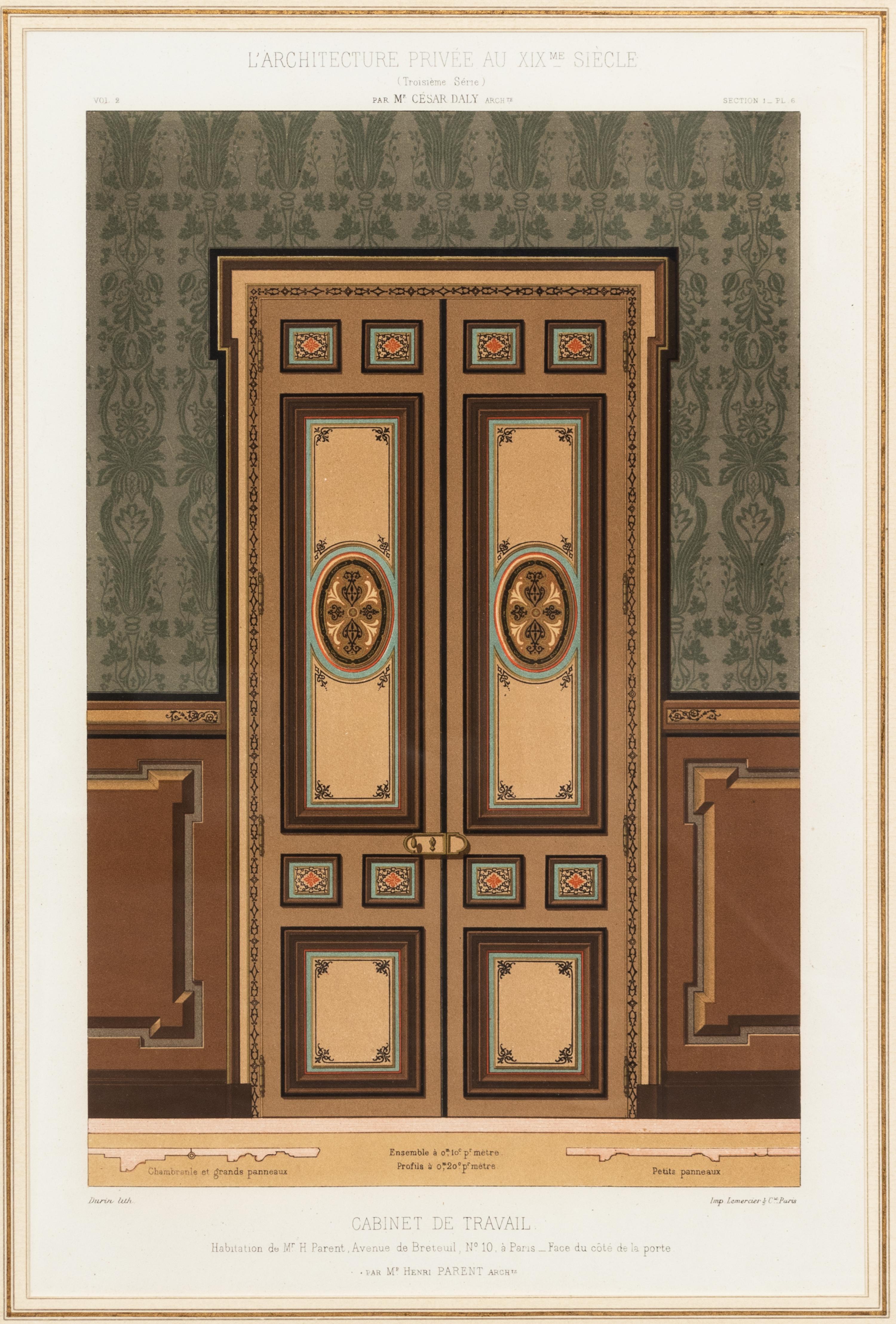A Framed French Color Lithograph of a Doorway — 19TH CENTURY