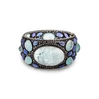 TOURMALINE, TANZANITE AND DIAMOND BANGLE BRACELET