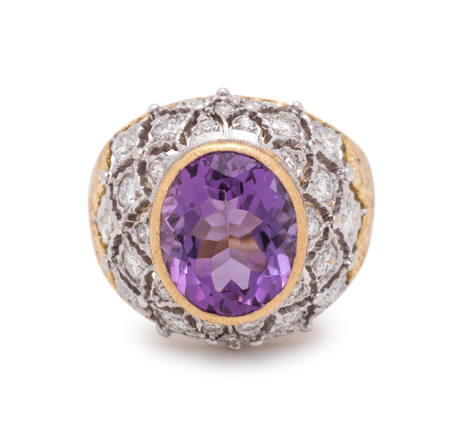 MARIO BUCCELLATI, AMETHYST AND DIAMOND RING