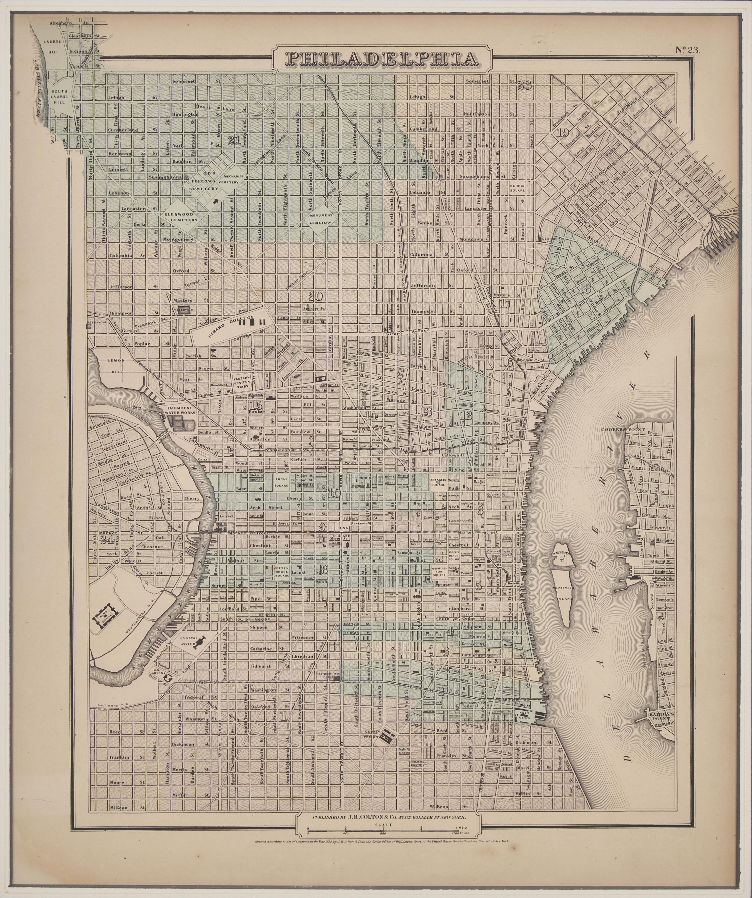 [Philadelphia] Group of 5 19th-20th century maps of Philadelphia